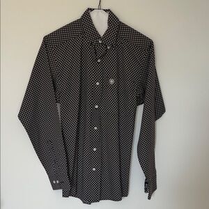 Ariat Black Button-Up Shirt with White Geometric Print